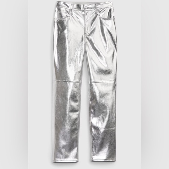 Silver metallic 5 pocket shiny silver faux leather jean Gap NWT Sz-6R (28). H17 - Picture 3 of 16